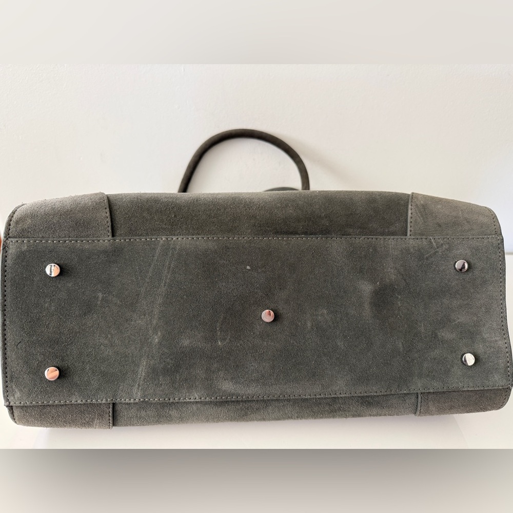 COS Small Studio Suede Leather Shoulder Bag Tote Handbag, Gray - Picture 6 of 10